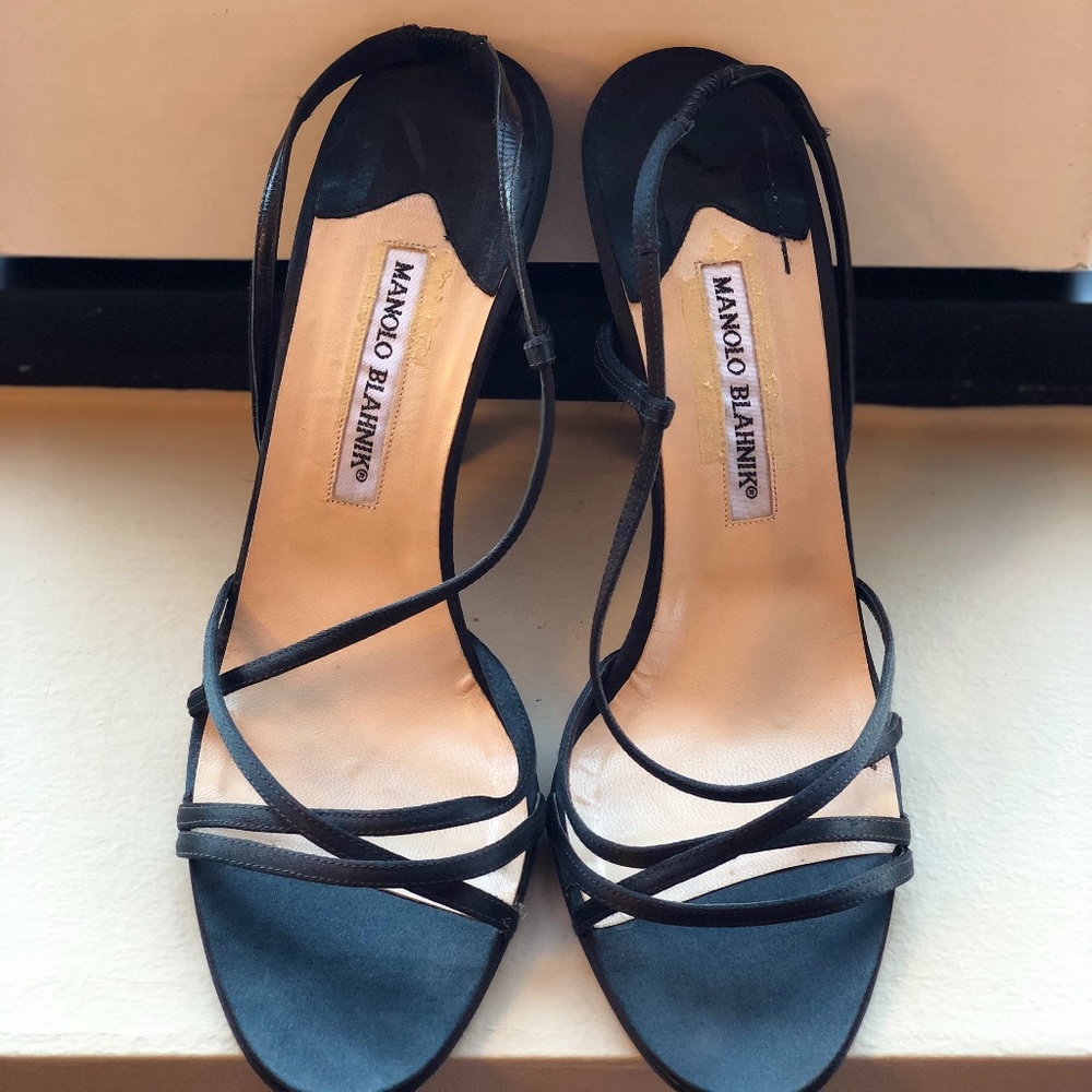 Manolo Blahnik - Open Toe Heels in Black, Size 40